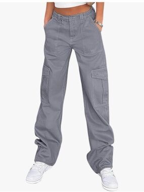 High Rise Wide Leg Pants with Cargo Pockets